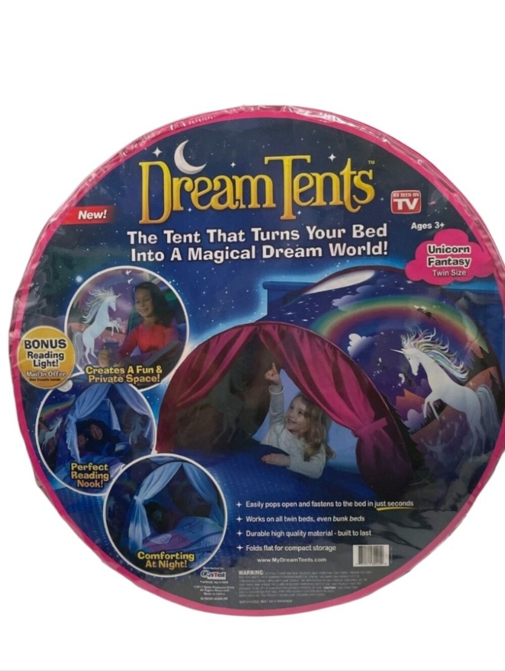 New 2017  DreamTents Unicorn Fantasy Twin Size Bed Tent Vibrant Colors Fun Space